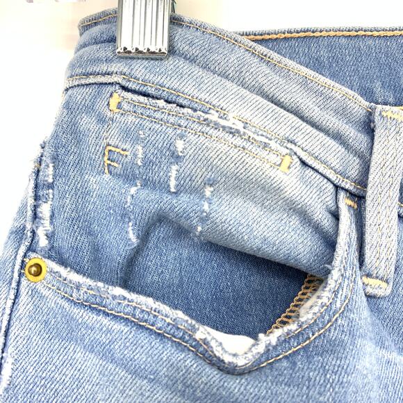 Frame Jeans Women's Size 24 Denim Le High Straight Cropped Rounded Raw Hem Blue - Picture 7 of 7